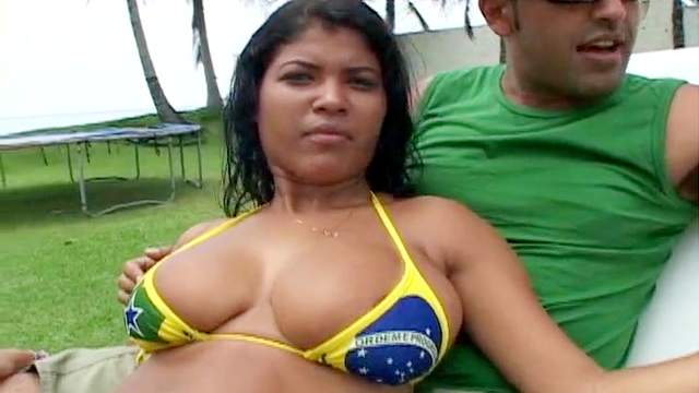 Wet Brazilian body banging outdoors