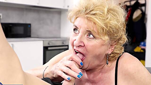 Addictive old woman fitted with young nephew's cock in serious positions
