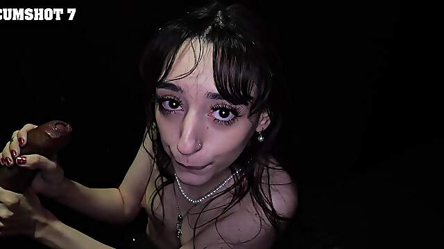 Ronnie Violet gets her pussy filled with cum through a gloryhole.