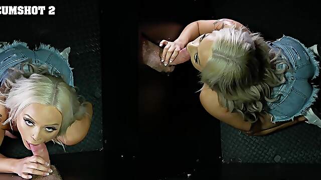 Blonde milf Alexis Kay gets fucked through gloryhole