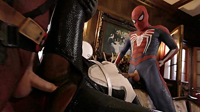 Hot ebony chick Ana Foxxx makes love with two guys in a comic scene