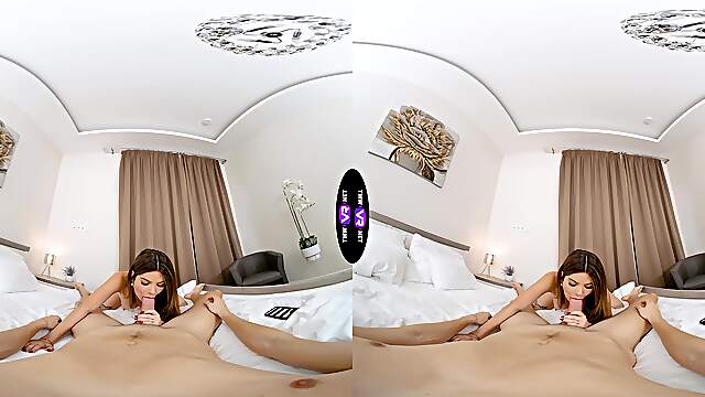 Virtual reality sex with hot teen peaches in pov style