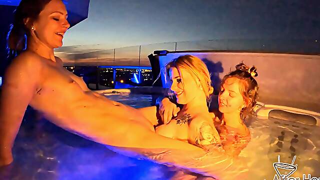 Two cute teen babes Lea and Melonie spread their legs to play toys.