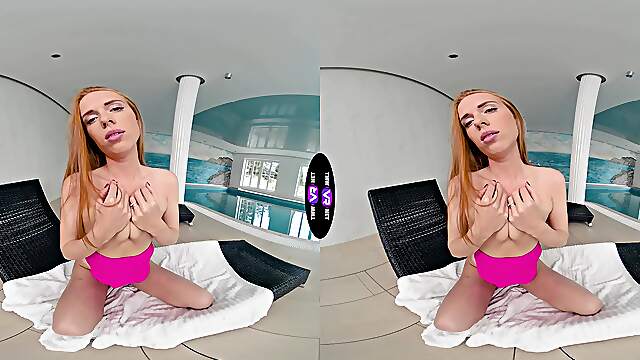 Redhead beauty Holly Molly masturbates with her long golden hair in stunning hd.