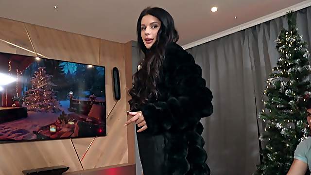 Two hot babes riding a big cock while their guy watches the show