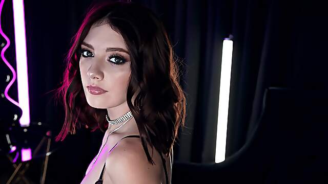 Madison and Lena Anderson in stockings sex on the bed