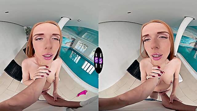 Redhead teen Holly Molly rides cock in steamy vr