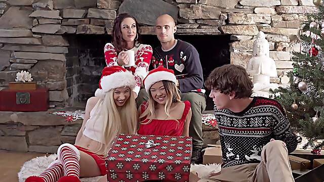 Christmas threesome with Rion King and Kenzie Reeves