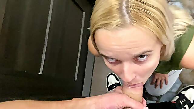 Mark's big dick gets a lusty licking from this horny blonde babe in an uninhibited home movie