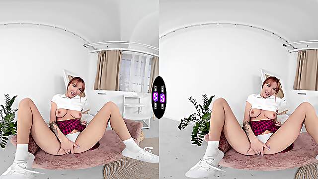 Teen Lilly's wet peach gets pleasured in VR