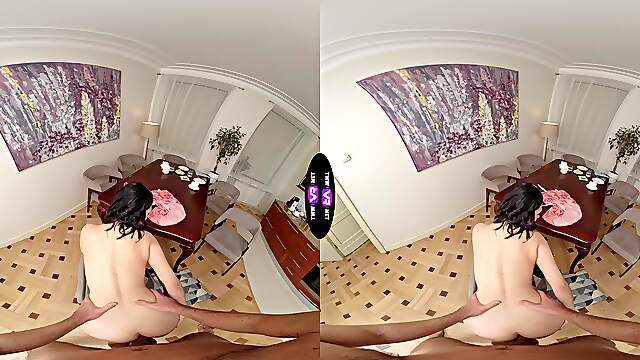 Teen Roxy in VR blows your mind with her tight bod and perfect suck