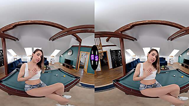 HD Teen Elena's Shaven Pussy Masturbates Solo in VR