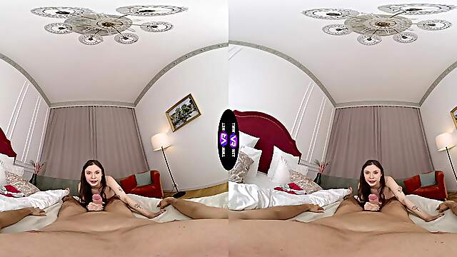 Tattooed Mandy Moon's juicy peach gets pounded in VR POV