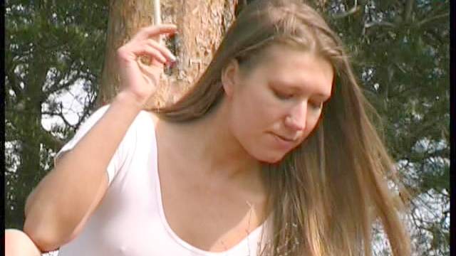 Outdoor smoking and pissing with teen