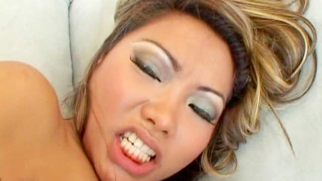 Asian anal fuck slut in black stockings