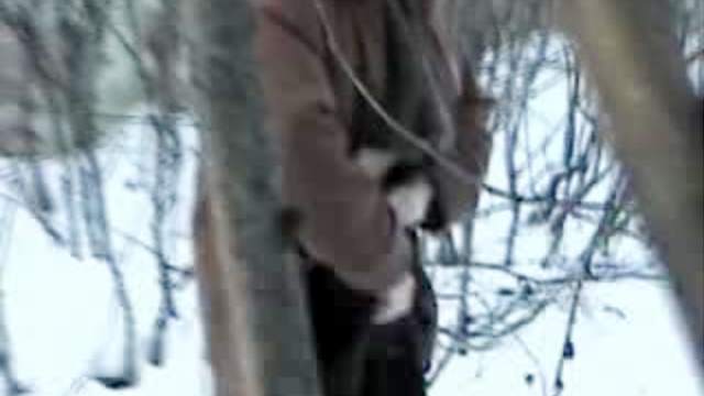 Wintertime pissing in the snow