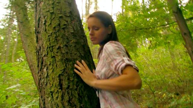 Sexy teen strips solo in the woods