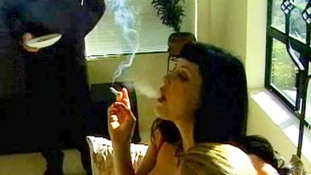 Smoking chicks try lesbian tease fun