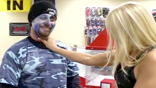Blonde milf fucked in paintball store
