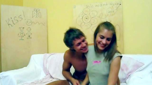 Cute teen blonde Alina is making hot blowjob with pleasure