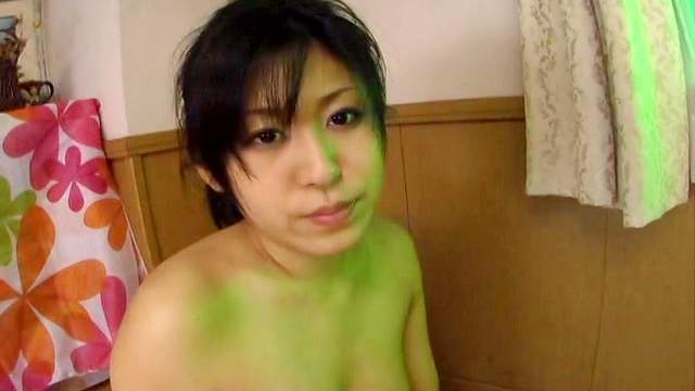 Nasty Asian babe Ai Serizawa gets facial