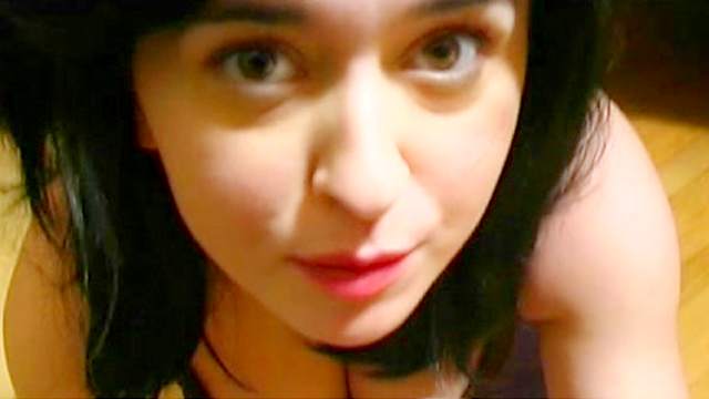 Sexy wife with dark hairs sucks that dick in pov