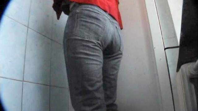 Innocent babe with long legs is pissing with force