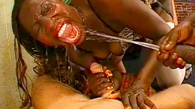 Hardcore ebony being impaled in anal by a bodybuilder