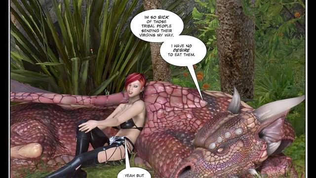 Redhead babe being fucked by a strapon in 3D comics