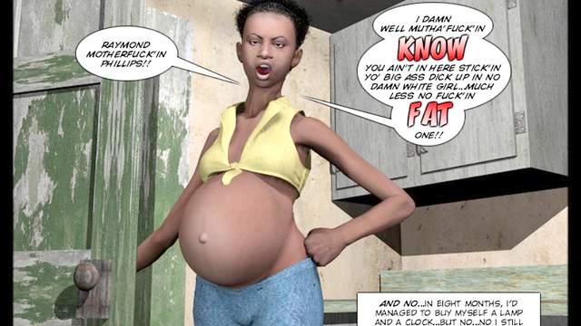 3D porn with perverted ebony and pregnant