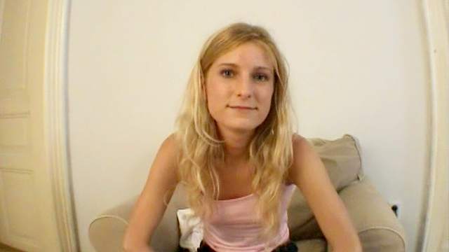 Smiling teen Ester L sucks her freaking legs