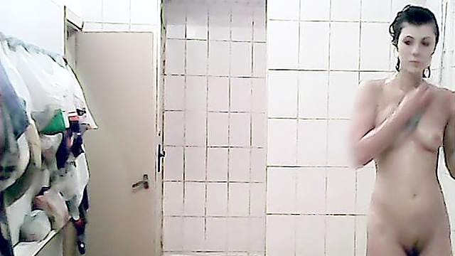 Hot shower voyeur video with chubby babes
